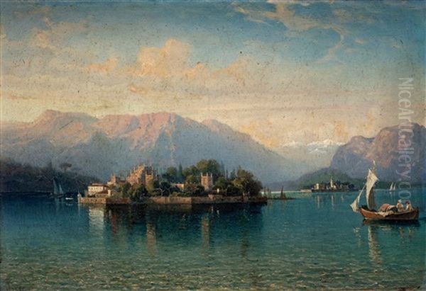 Lago Maggiore, Con Isola Bella Oil Painting by Gustaf Wilhelm Palm