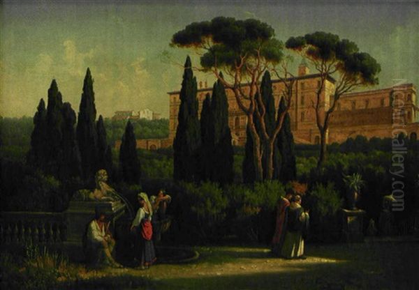 Vue Fran Villa D'este Oil Painting by Gustaf Wilhelm Palm