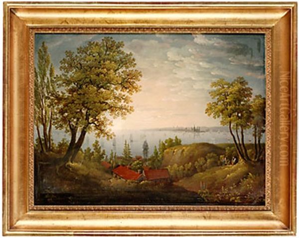 Utsikt Over Oresund Ifran Helsingborgs Hogar Oil Painting by Gustaf Wilhelm Palm