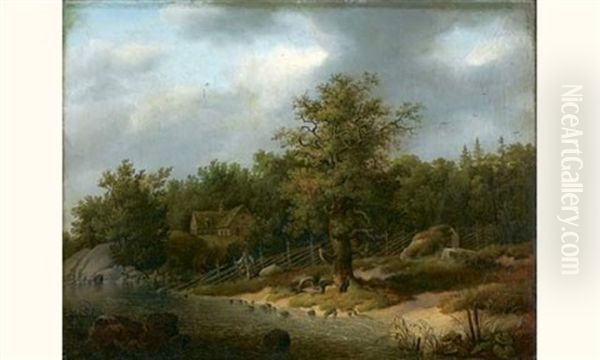 Paysage Aux Rochers Oil Painting by Gustaf Wilhelm Palm