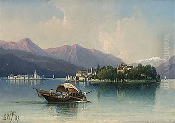 Lago Maggiore Oil Painting by Gustaf Wilhelm Palm