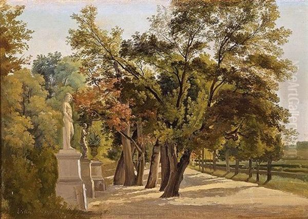 Entrance To The Giardino Del Lago, Villa Borghese, Rome Oil Painting by Gustaf Wilhelm Palm