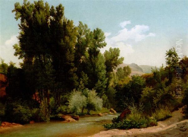 Italienskt Landskap Oil Painting by Gustaf Wilhelm Palm