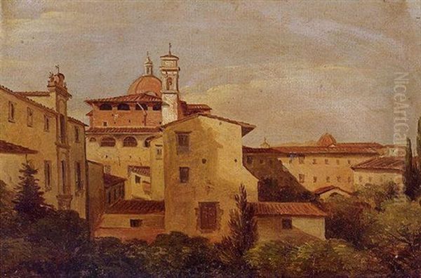 View Of Roman Rooftops Oil Painting by Gustaf Wilhelm Palm