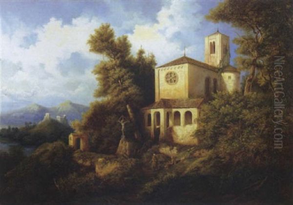 Chiesa Nel Paesaggio Oil Painting by Gustaf Wilhelm Palm