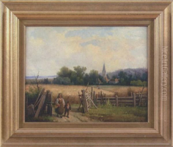 Motiv Fran Gude Pa Gotland Oil Painting by Gustaf Wilhelm Palm