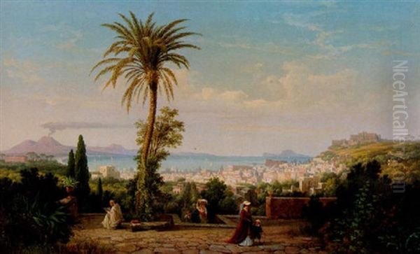 Vue Af Neapel Fran Capo Di Monte Oil Painting by Gustaf Wilhelm Palm