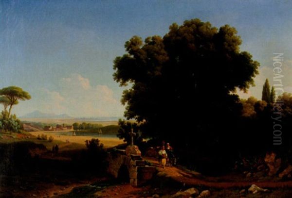 Vue Af Lucani Grav I Campagnan Oil Painting by Gustaf Wilhelm Palm