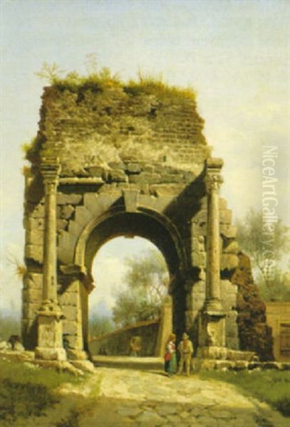 Arco Di Druso Oil Painting by Gustaf Wilhelm Palm