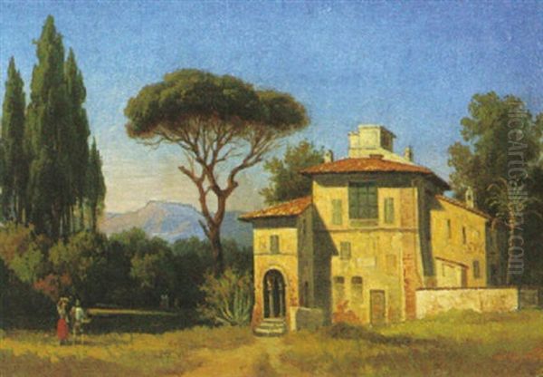 Rafaels Atelje, I Villa Borghese Tradgard Oil Painting by Gustaf Wilhelm Palm