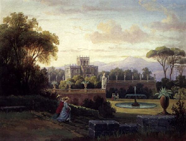 Parti Fra Villa Doria Pamphili Ved Rom Oil Painting by Gustaf Wilhelm Palm