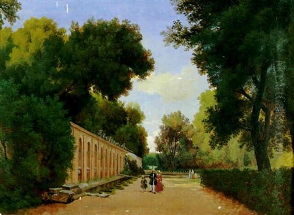 Parkbild Fran Villa Torlonia Oil Painting by Gustaf Wilhelm Palm