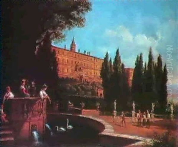 Villa D'este,tivoli Oil Painting by Gustaf Wilhelm Palm