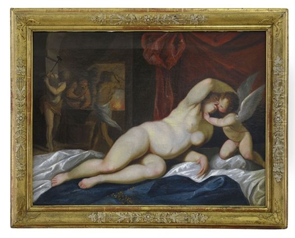 Venere E Amore Nella Fucina Di Vulcano Oil Painting by Jacopo Palma il Giovane