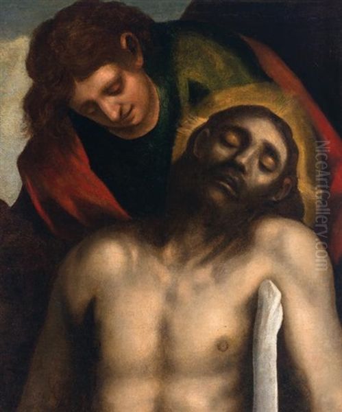 The Descent From The Cross Oil Painting by Jacopo Palma il Giovane