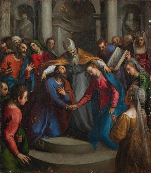 The Marriage Of The Virgin Oil Painting by Jacopo Palma il Giovane