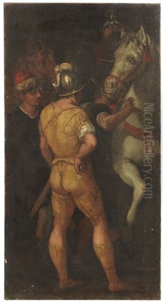 Cavalli Con Palafrenieri Oil Painting by Jacopo Palma il Giovane