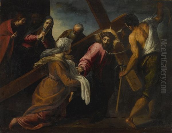 Christ On The Road To Calvary Oil Painting by Jacopo Palma il Giovane