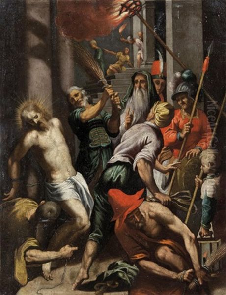 La Falgellazione Oil Painting by Jacopo Palma il Giovane