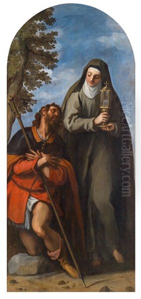 Die Heiligen Rochus Und Klara Oil Painting by Jacopo Palma il Giovane