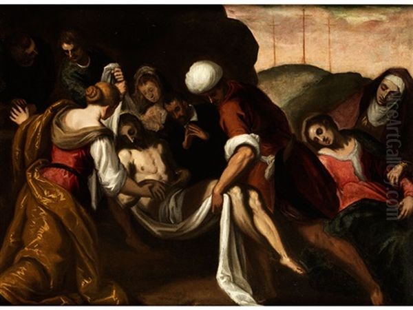 Die Grablegung Christi Oil Painting by Jacopo Palma il Giovane