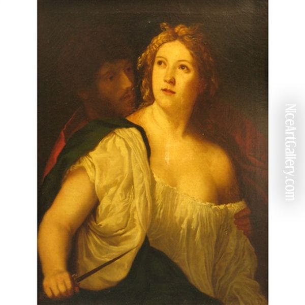 Tarquin And Lucretia Oil Painting by Jacopo Palma il Giovane