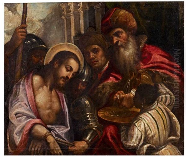 Christus Vor Pilatus Oil Painting by Jacopo Palma il Giovane