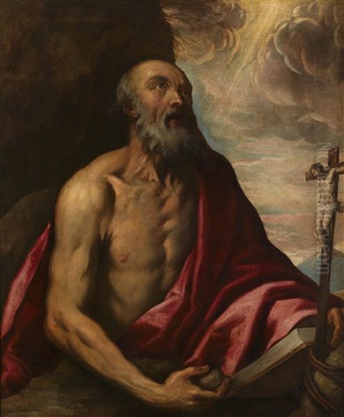 Der Bussende Heilige Hieronymus Oil Painting by Jacopo Palma il Giovane