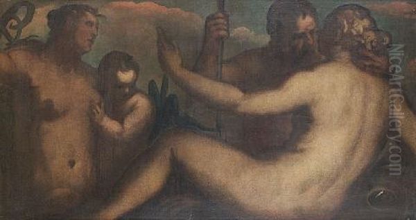 An Allegory Of River Gods Oil Painting by Jacopo Palma il Giovane