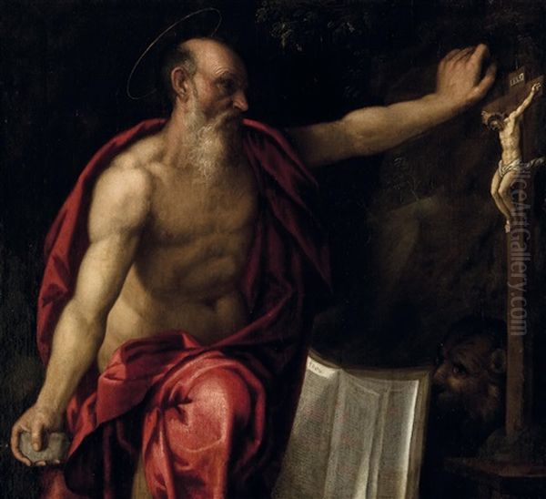 Der Busende Heilige Hieronymus Oil Painting by Jacopo Palma il Giovane