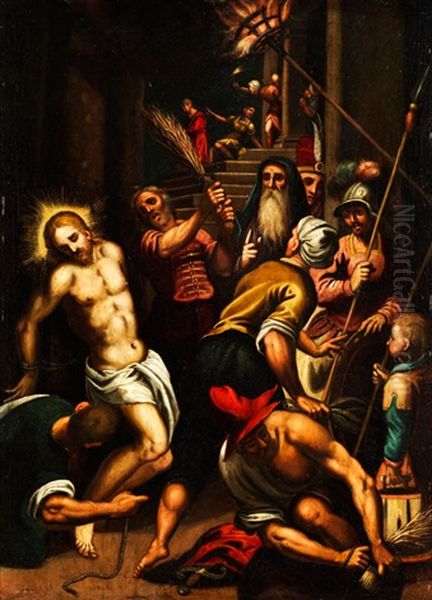 Geisselung Christi Oil Painting by Jacopo Palma il Giovane