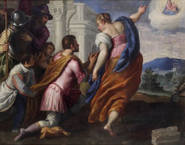 Die Tiburtinische Sibylle Deutet Die Vision Des Kaisers Augustus by Jacopo Palma il Giovane