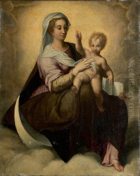 Vierge A L'enfant Oil Painting by Jacopo Palma il Giovane