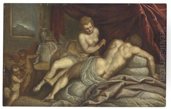 Venus And Adonis Oil Painting by Jacopo Palma il Giovane