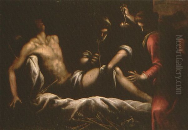 San Sebastiano Curato Dalle Pie Donne Oil Painting by Jacopo Palma il Giovane