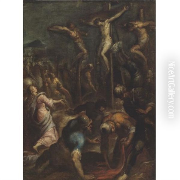 Crucifixion Oil Painting by Jacopo Palma il Giovane