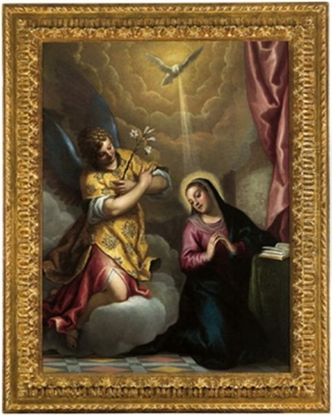 L'annunciazione Alla Vergine Oil Painting by Jacopo Palma il Giovane