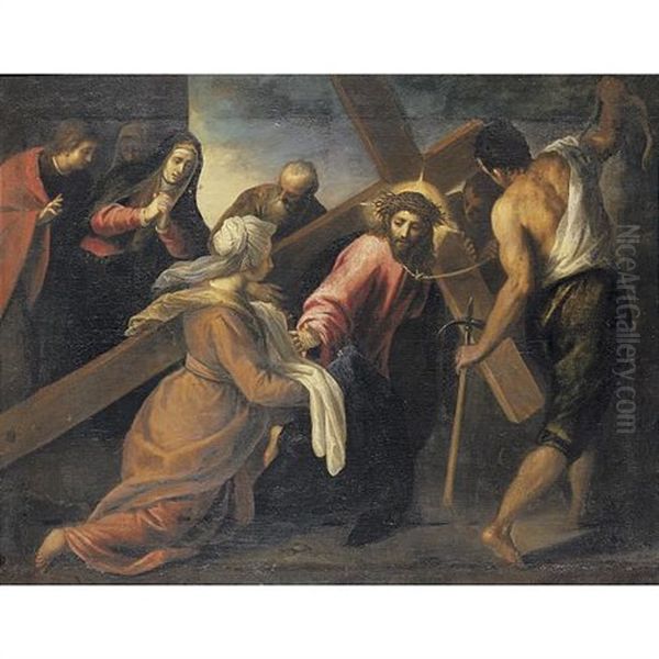 Christ On The Road To Calvary Oil Painting by Jacopo Palma il Giovane