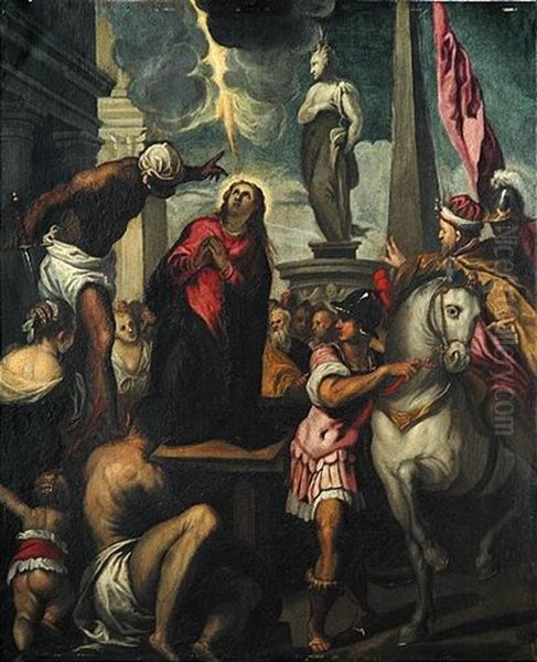 The Martyrdom Of Saint Giustina Oil Painting by Jacopo Palma il Giovane