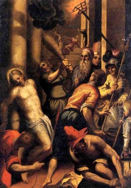 La Flagellazione Di Cristo Oil Painting by Jacopo Palma il Giovane