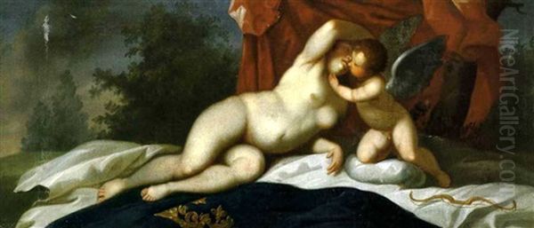 Venus Und Amor Oil Painting by Jacopo Palma il Giovane