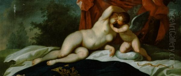 Venus Und Amor Oil Painting by Jacopo Palma il Giovane