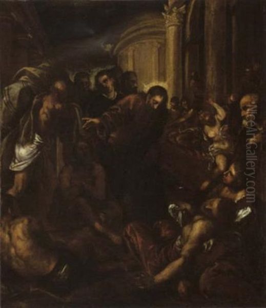 La Piscina Probatica Oil Painting by Jacopo Palma il Giovane