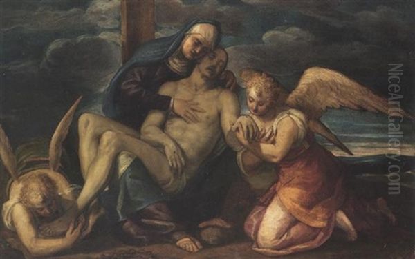 Pieta Oil Painting by Jacopo Palma il Giovane