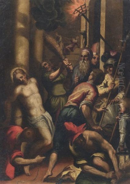 Flagellazione Di Cristo Oil Painting by Jacopo Palma il Giovane