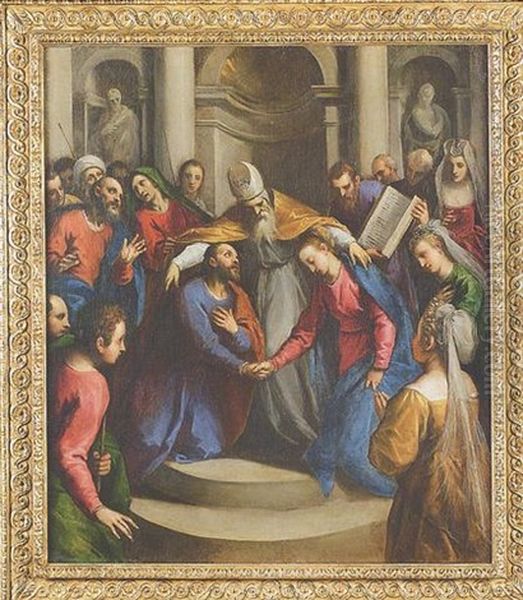 Lo Sposalizio Della Vergine Oil Painting by Jacopo Palma il Giovane