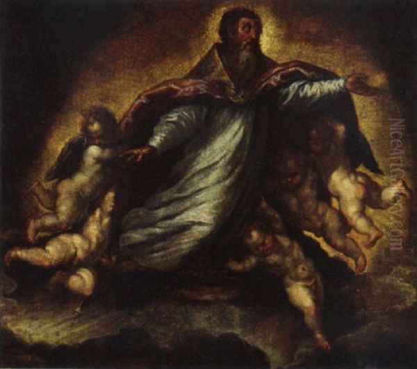 Santo In Gloria Oil Painting by Jacopo Palma il Giovane