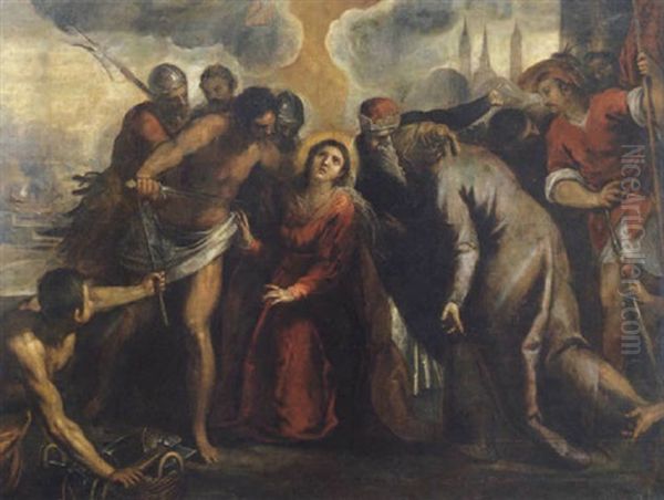 Il Martirio Di San Giustina Oil Painting by Jacopo Palma il Giovane