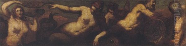 River Gods And Naiads Oil Painting by Jacopo Palma il Giovane