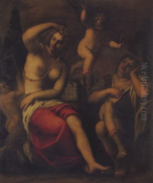 Venus At Her Toilet Oil Painting by Jacopo Palma il Giovane